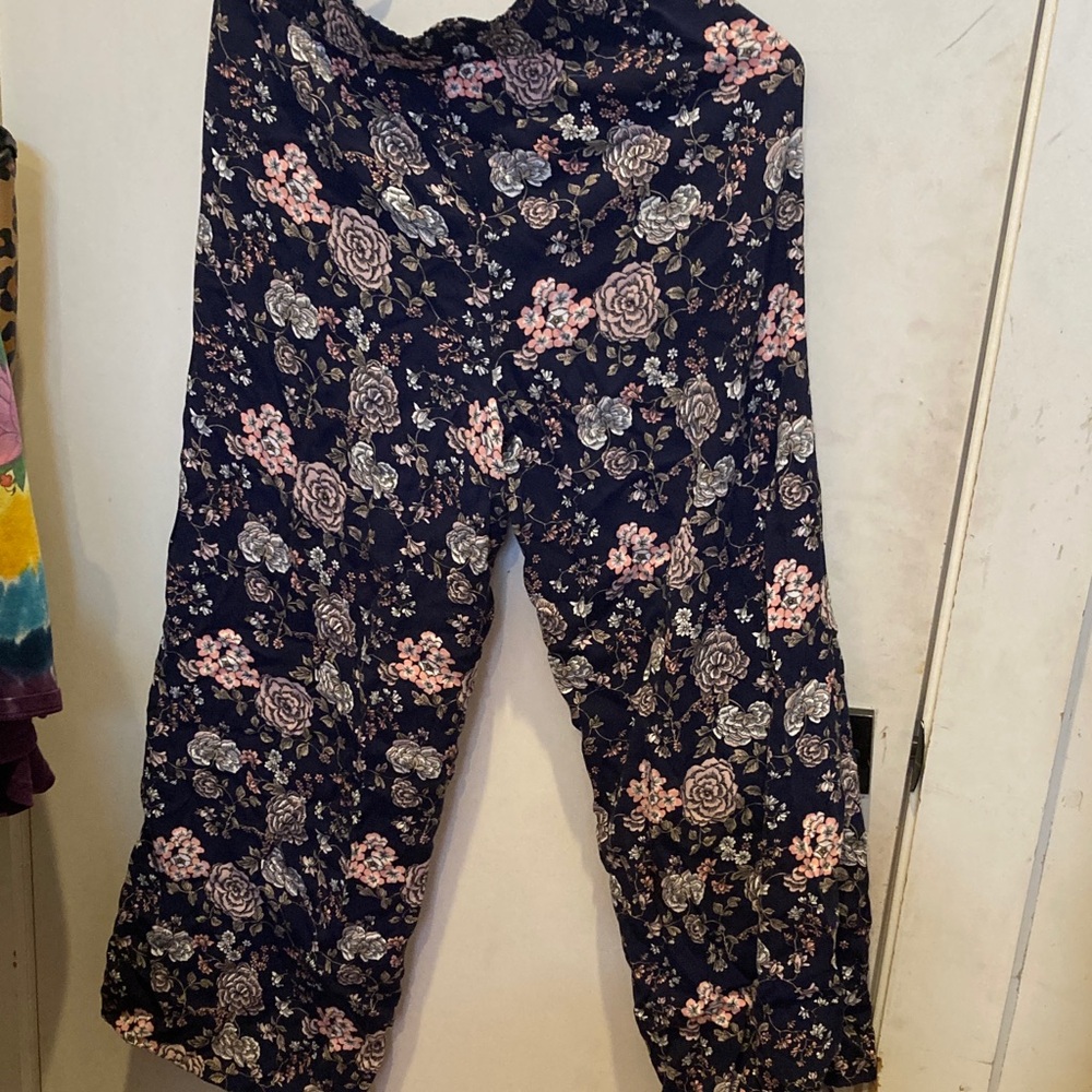 LOFT Navy Floral Patterned Garment